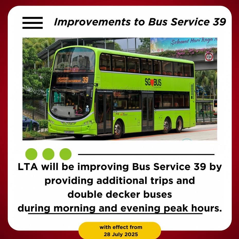 Bus Service 39: Better Connections Between Punggol and Yishun/Khatib MRT