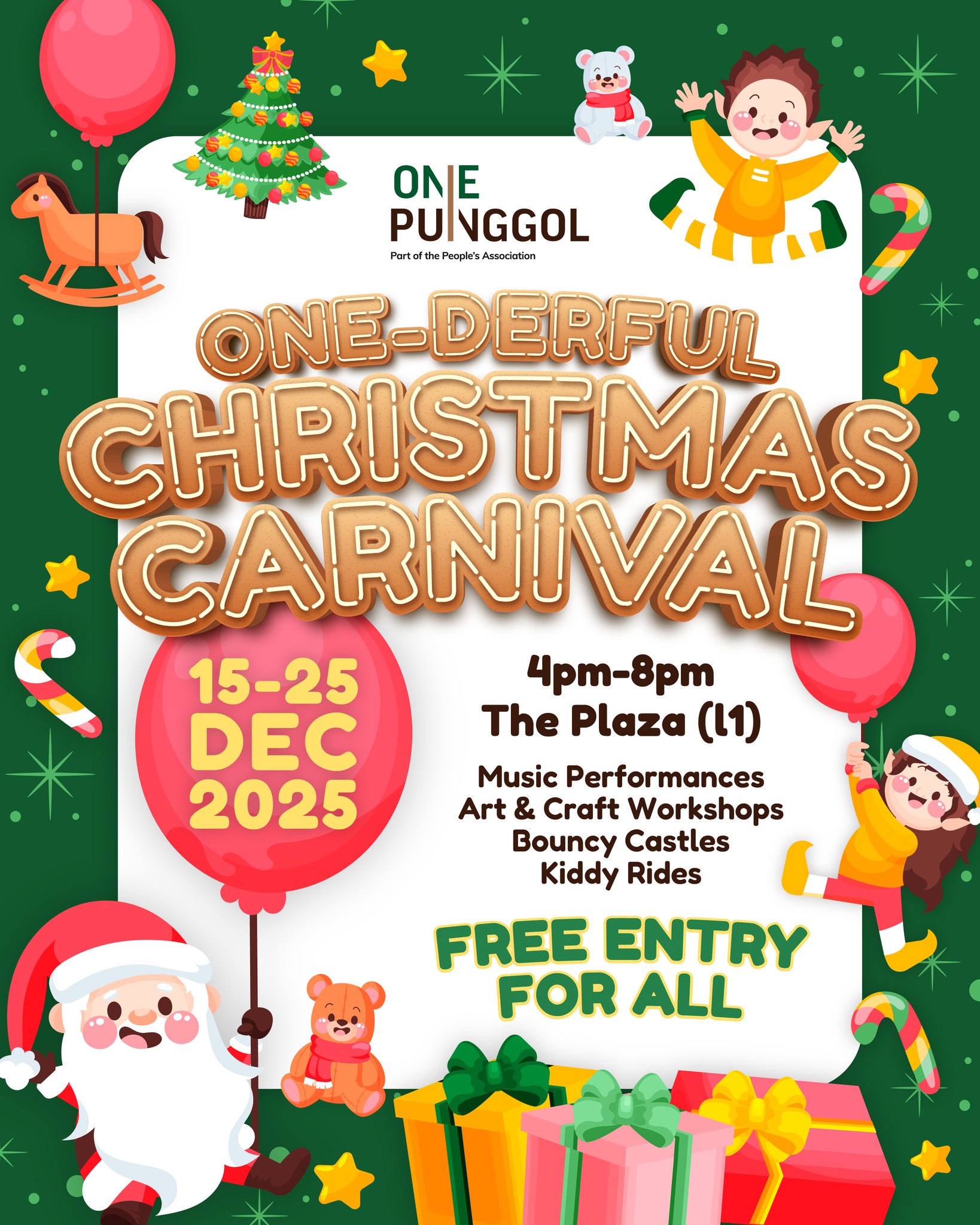 Christmas Celebration in Punggol 2025 — ONE-derful Christmas Carnival at One Punggol